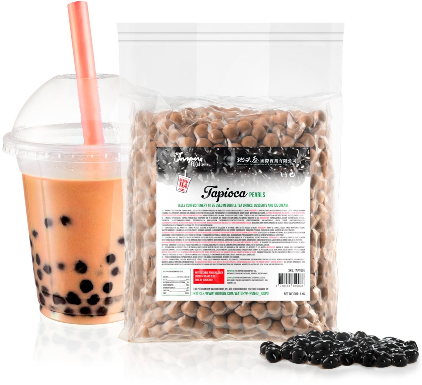 TIFC Tapioca Boba Bubble Tea Pearls Tapiokahelmet 1 Kg Crema