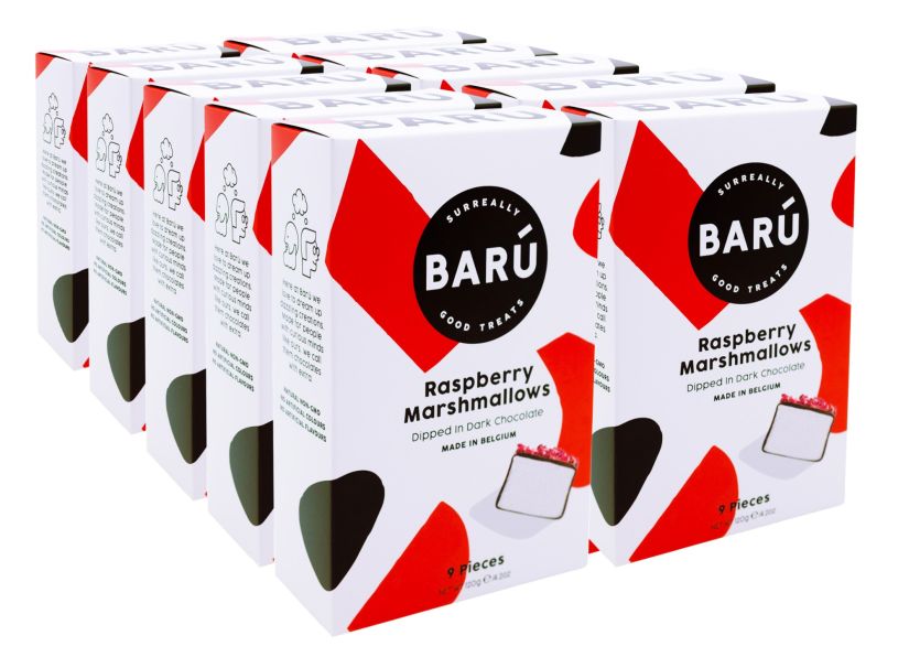 Barú Marshmallows Dark Chocolate, Raspberry 10 x 120 g