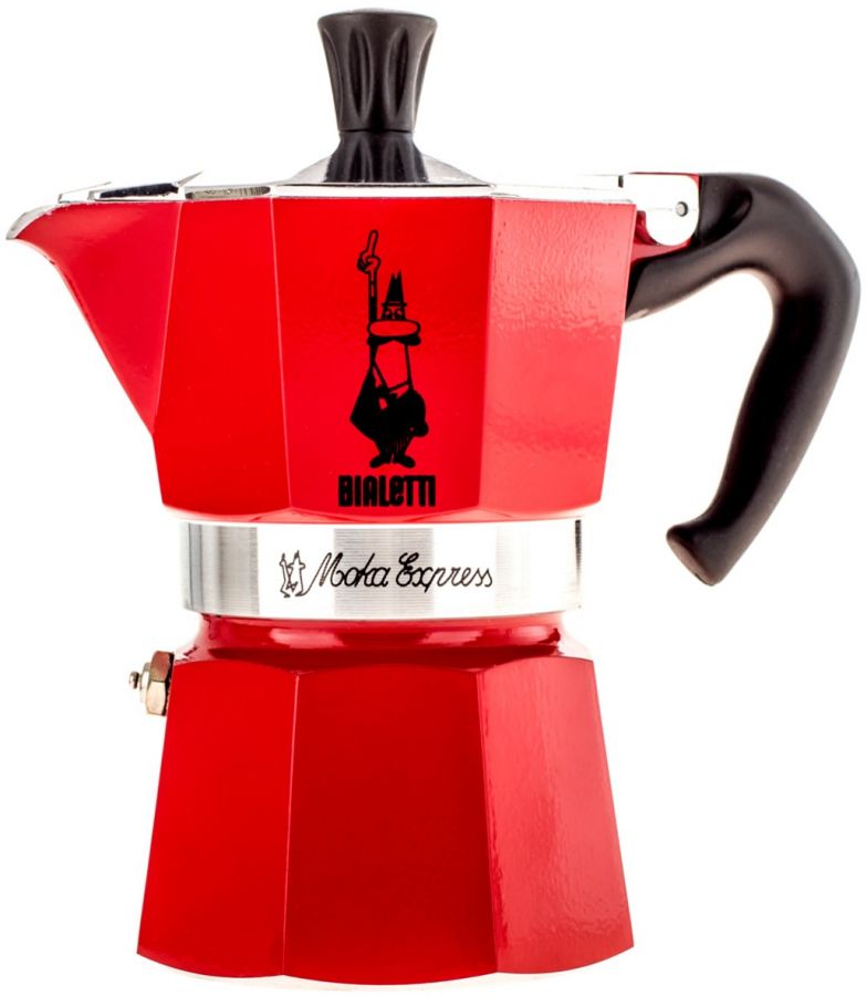 Bialetti Moka Express Stovetop Espresso Maker 3 Cups, Red