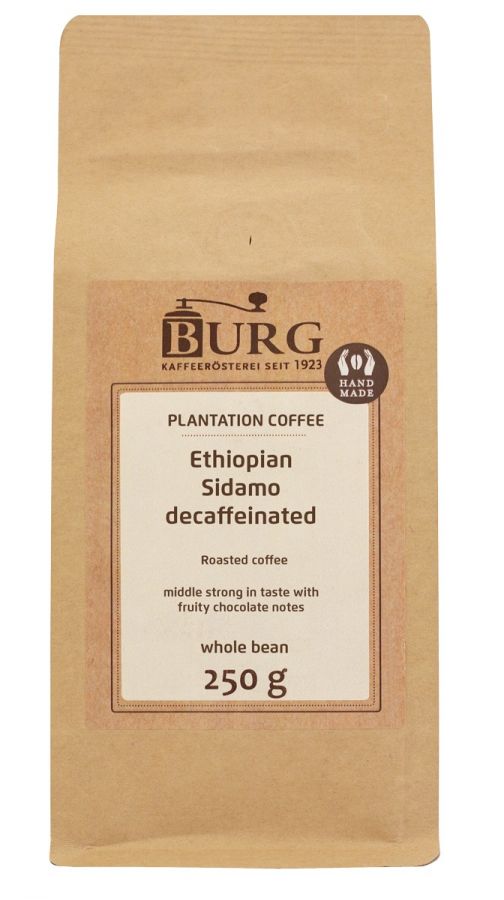 Burg Burg Ethiopia Sidamo kofeiiniton kahvi 250 g kahvipapuja