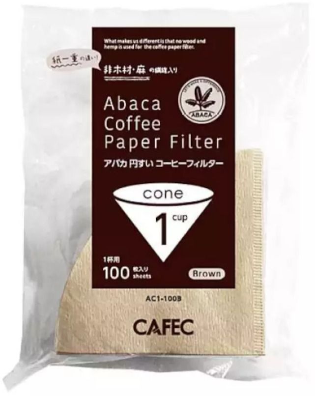 CAFEC ABACA Cone-Shaped filterpapper 1 kopp, brun 100 st