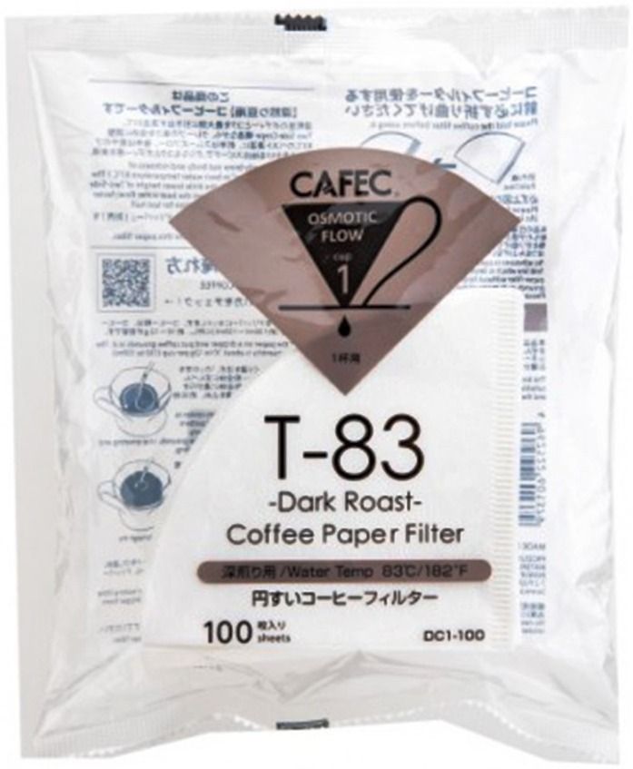 CAFEC Dark Roast T-83 Coffee Paper Filter 1 Cup, 100 pcs