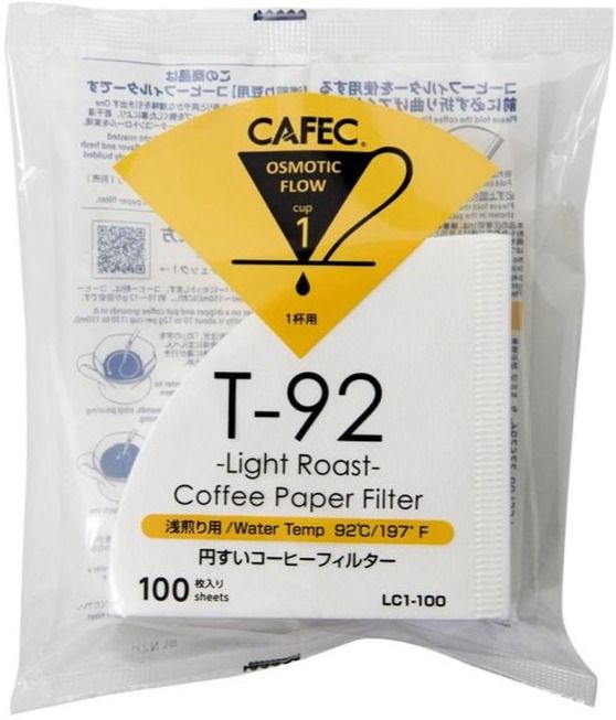 CAFEC Light Roast T-92 Coffee Paper Filter 1 Cup, 100 pcs