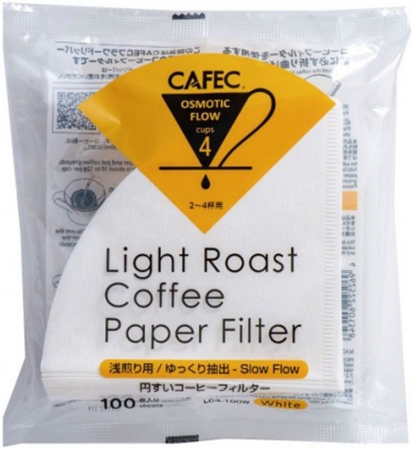 CAFEC Light Roast T-92 Coffee Paper Filter 4 Cup, 100 pcs