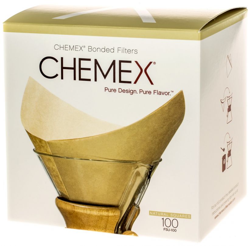 Chemex Chemex Pre-folded Squares oblekta fyrkantiga kaffefilter till 6, 8 och 10 koppars bryggare, 100 st.