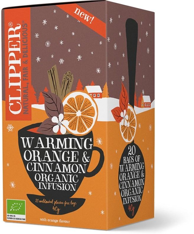 Clipper Organic Warming Orange & Cinnamon Infusion 20 teepussia