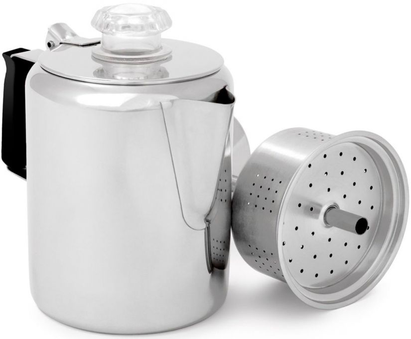 GSI Outdoors Glacier Stainless Percolator With Silicon Handle, 3 kuppia