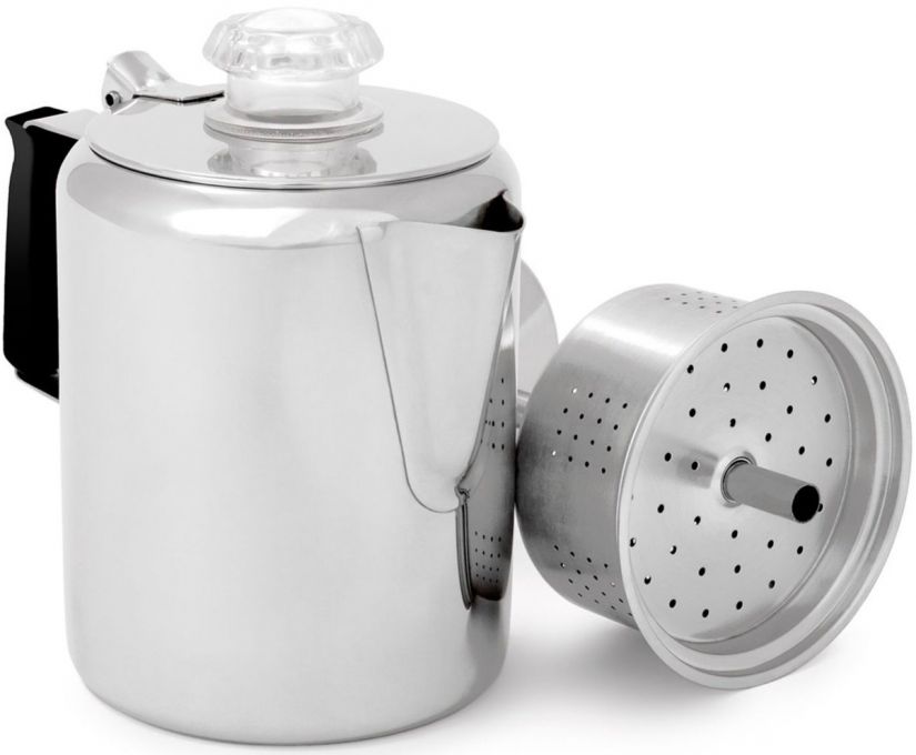 GSI Outdoors Glacier Stainless Percolator With Silicon Handle, 3 koppar