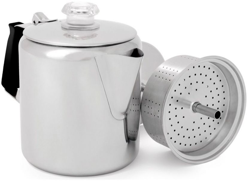 GSI Outdoors Glacier Stainless Percolator With Silicon Handle, 6 kuppia