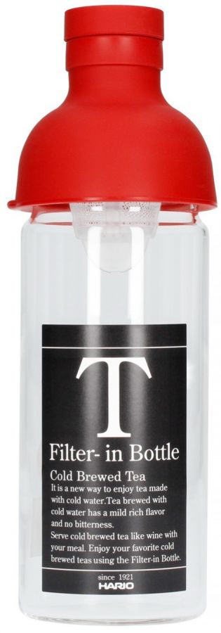 Hario Filter-in Bottle Cold Brewed Tea -teepullo 300 ml, punainen