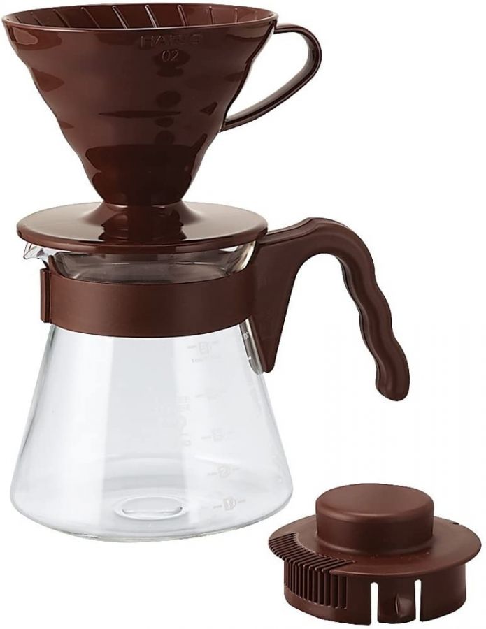 Hario V60-02 Pour Over Kit 700 ml, Brown