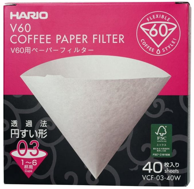 Hario V60 suodatinpaperi koko 03, 40 kpl laatikko