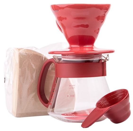 Hario Hario Pour Over Kit V60-01 keraaminen, punainen