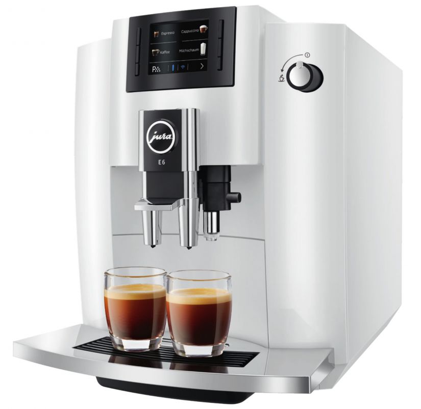 Jura E6 (EB) Automatic Coffee Machine, Piano White