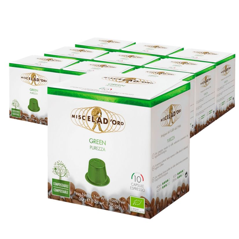 Miscela d'Oro Espresso Green Nespresso Compatible Coffee Capsules 10 x 10 pcs (100 pcs)