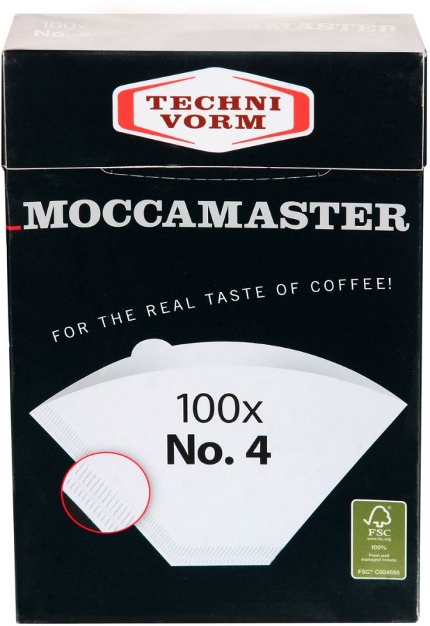 Moccamaster kaffefilter i syreblekt papper Nr. 4 100 st.