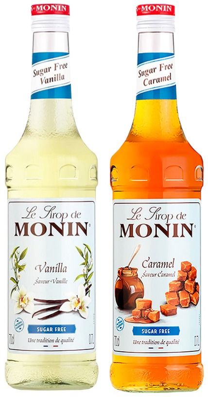 Monin sokeriton Vanille 700 ml + sokeriton Caramel 700 ml