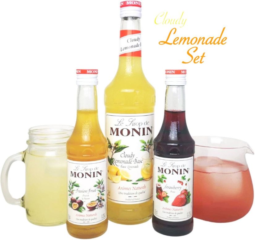 Monin Cloudy Lemonade Set 700 ml & 2 x 250 ml makusiirappia