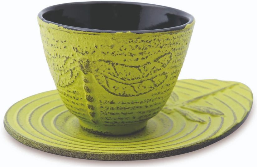 Shamila Dragonfly valurautainen teekuppi + lautanen 100 ml, vihreä