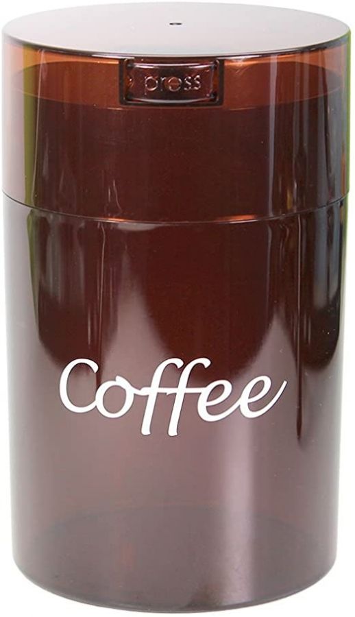TightVac CoffeeVac förvaringsburk 500 g, brun med text