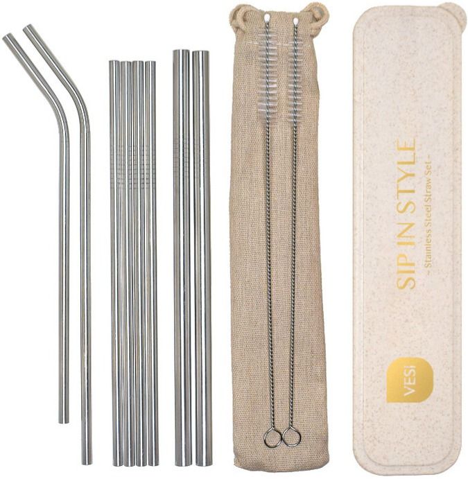 VESI VESI Stainless Steel Straw 8 pcs, Sandy Beach