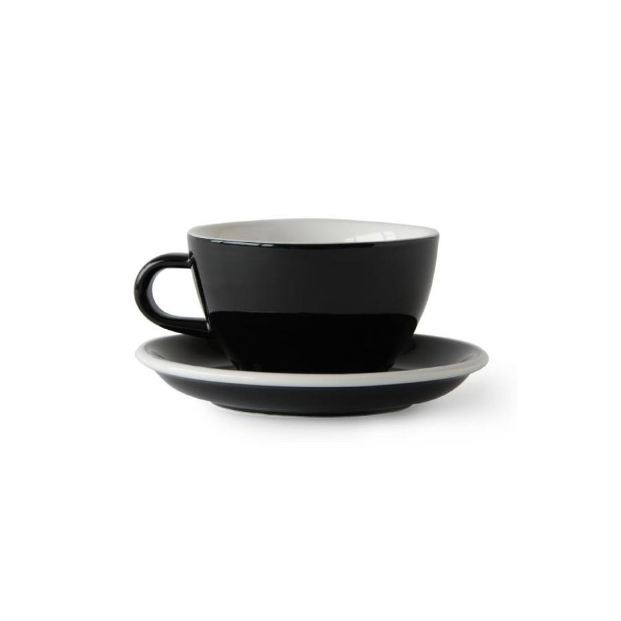 Acme Large Latte kuppi 280 ml + lautanen 15 cm, Penguin Black