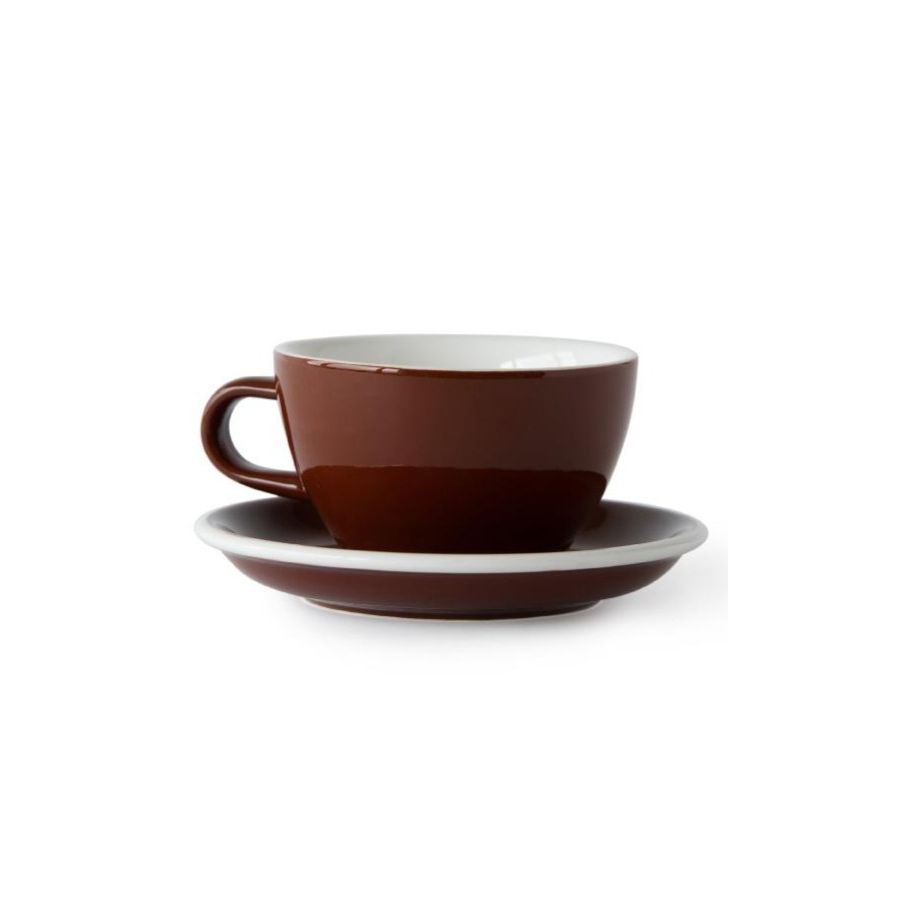 Acme Large Latte Cup 280 ml + Saucer 15 cm, Weka Brown
