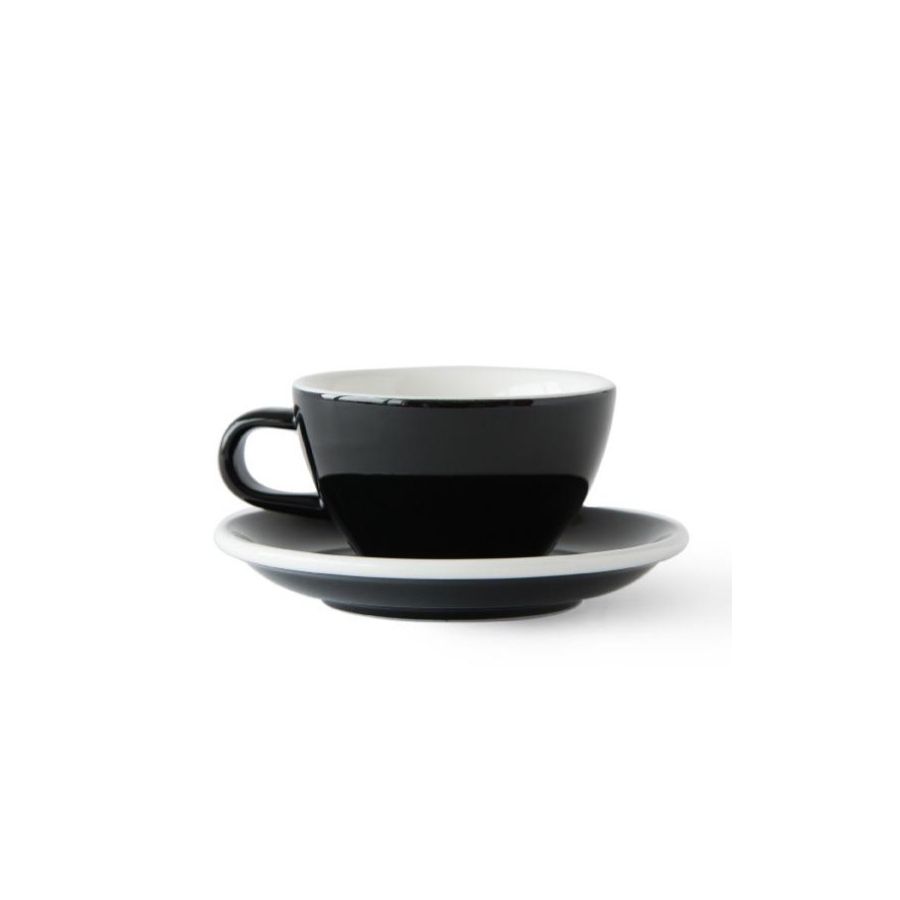 Acme Medium Cappuccino Cup 190 ml + Saucer 14 cm, Penguin Black