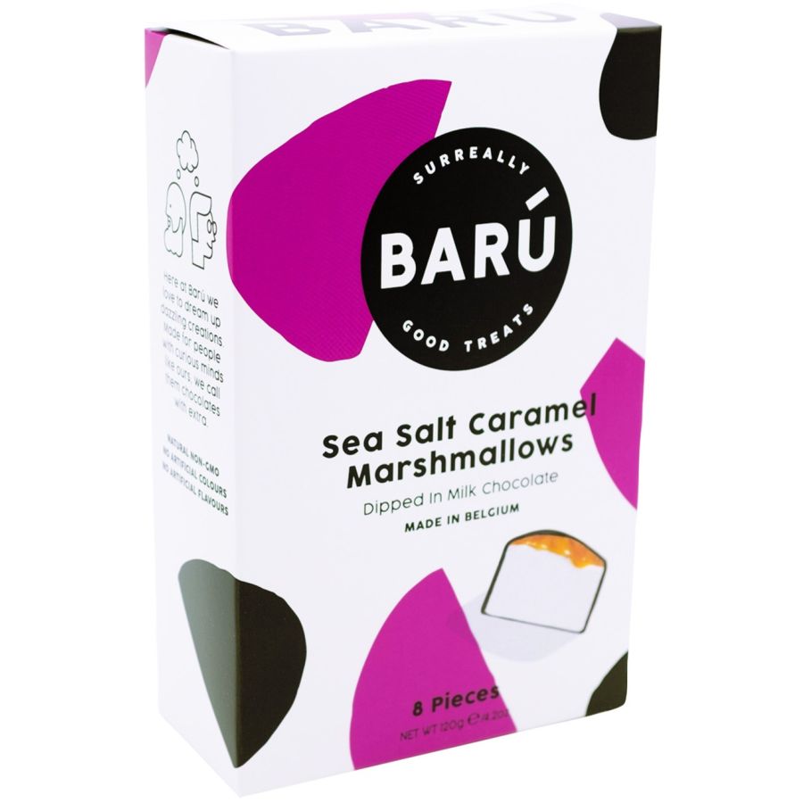 Barú Marshmallows -vaahtokarkit maitosuklaa, merisuola & kinuski 120 g