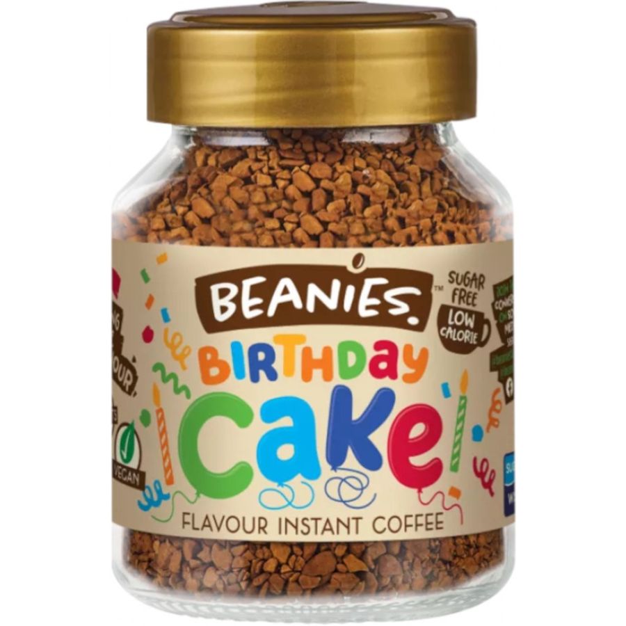 Beanies Birthday Cake smaksatt snabbkaffe 50 g