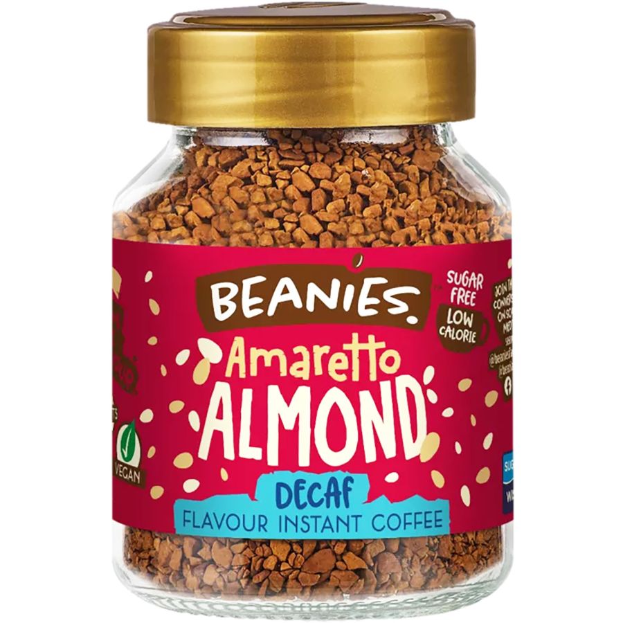 Beanies Decaf Amaretto Almond koffeinfritt smaksatt snabbkaffe 50 g