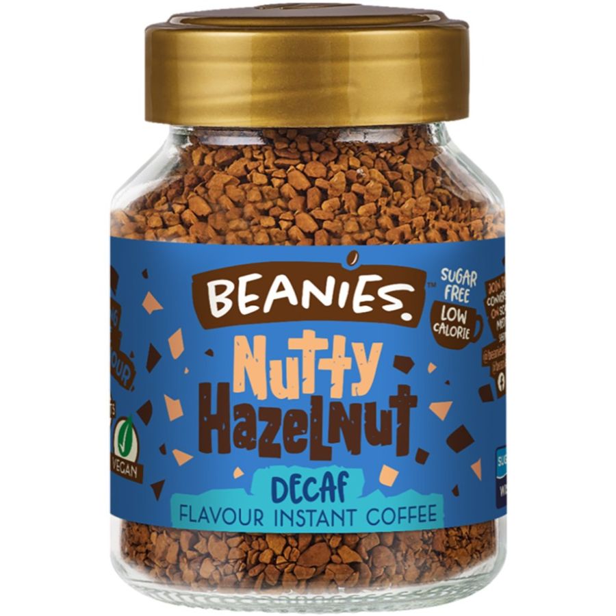 Beanies Decaf Nutty Hazelnut koffeinfritt smaksatt snabbkaffe 50 g