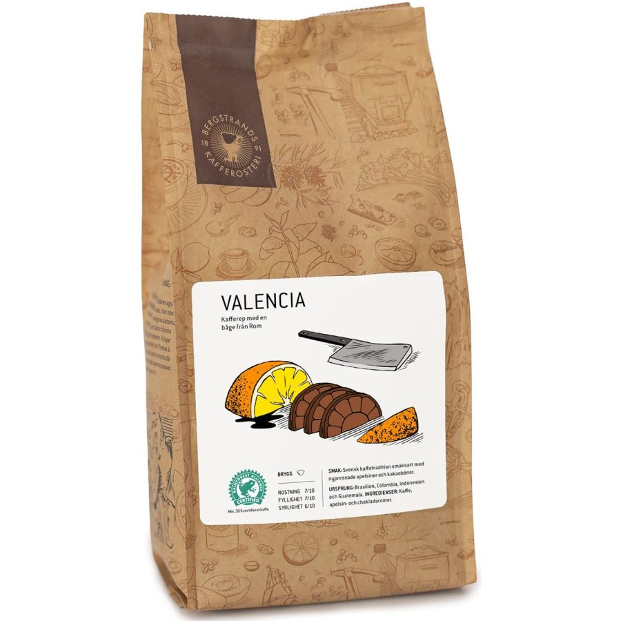 Bergstrands Valencia maustettu kahvi 250 g suodatinjauhatus