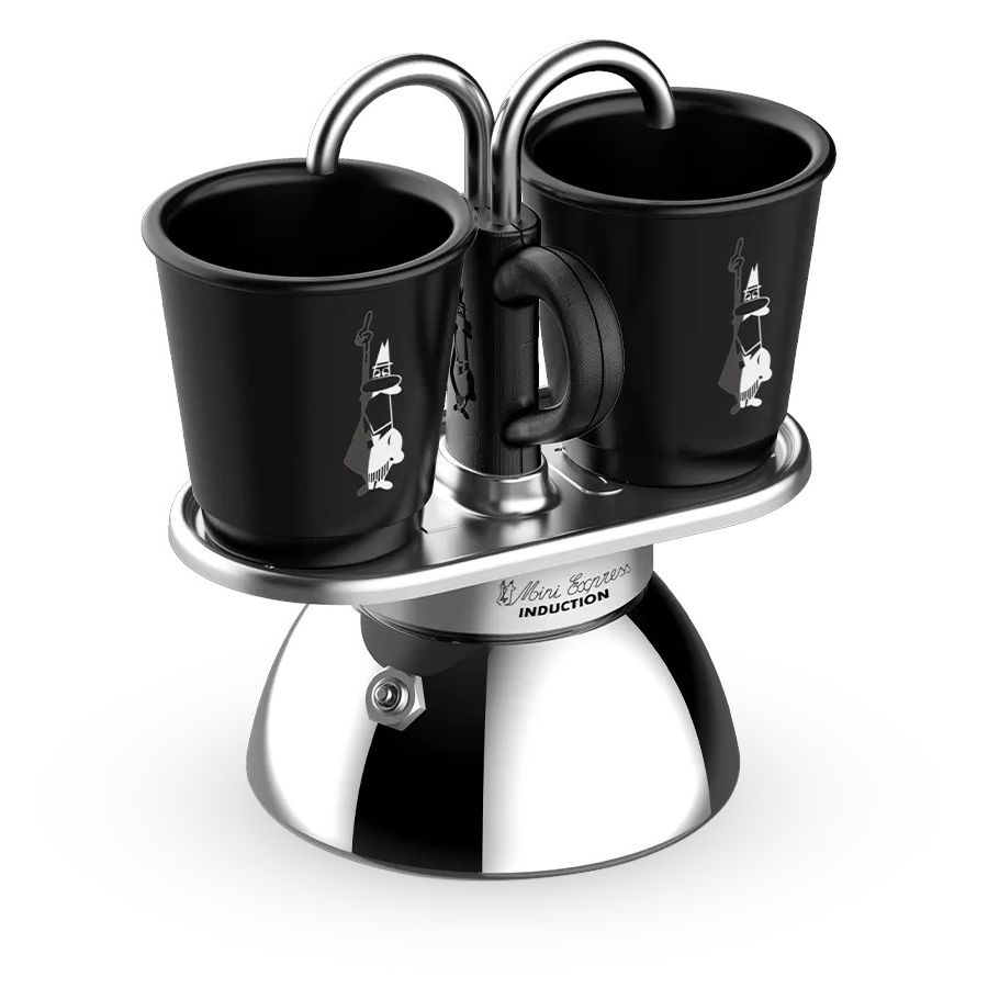 Bialetti Mini Express Induction 2 kupin mutteripannu + 2 kuppia, musta