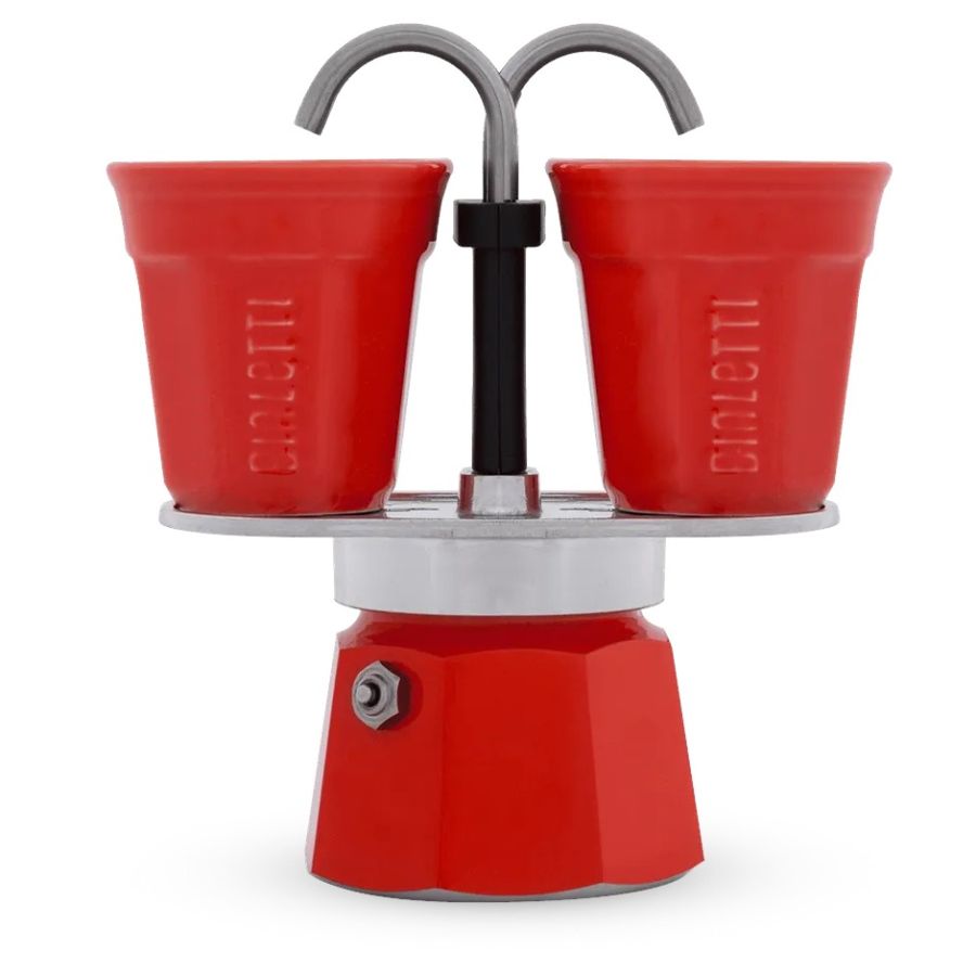 Bialetti Mini Express 2 kupin mutteripannu + 2 kuppia, punainen