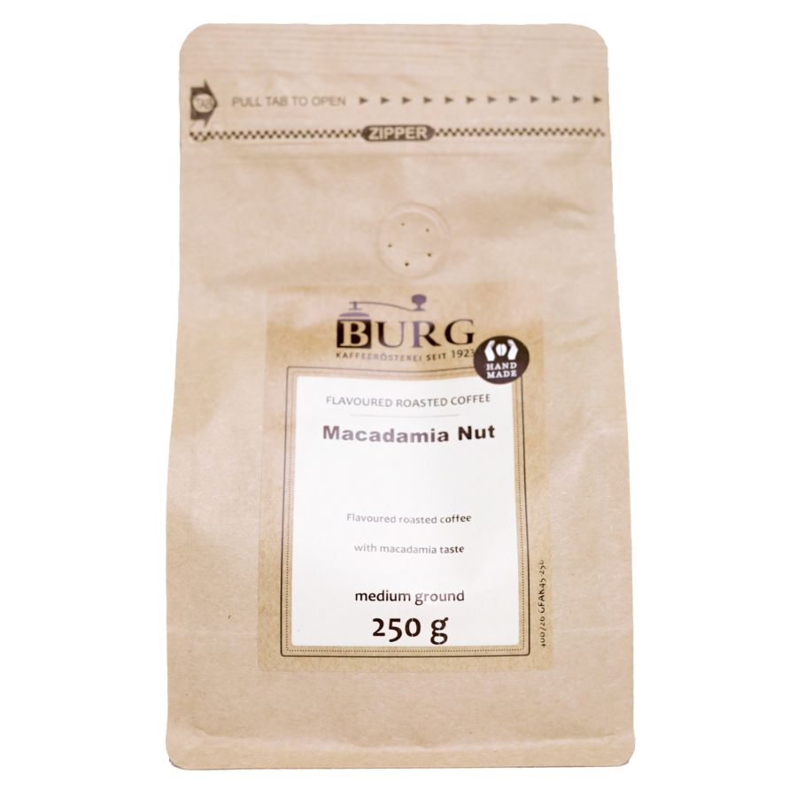 Burg Flavoured Coffee, Macadamia Nut 250 g Ground