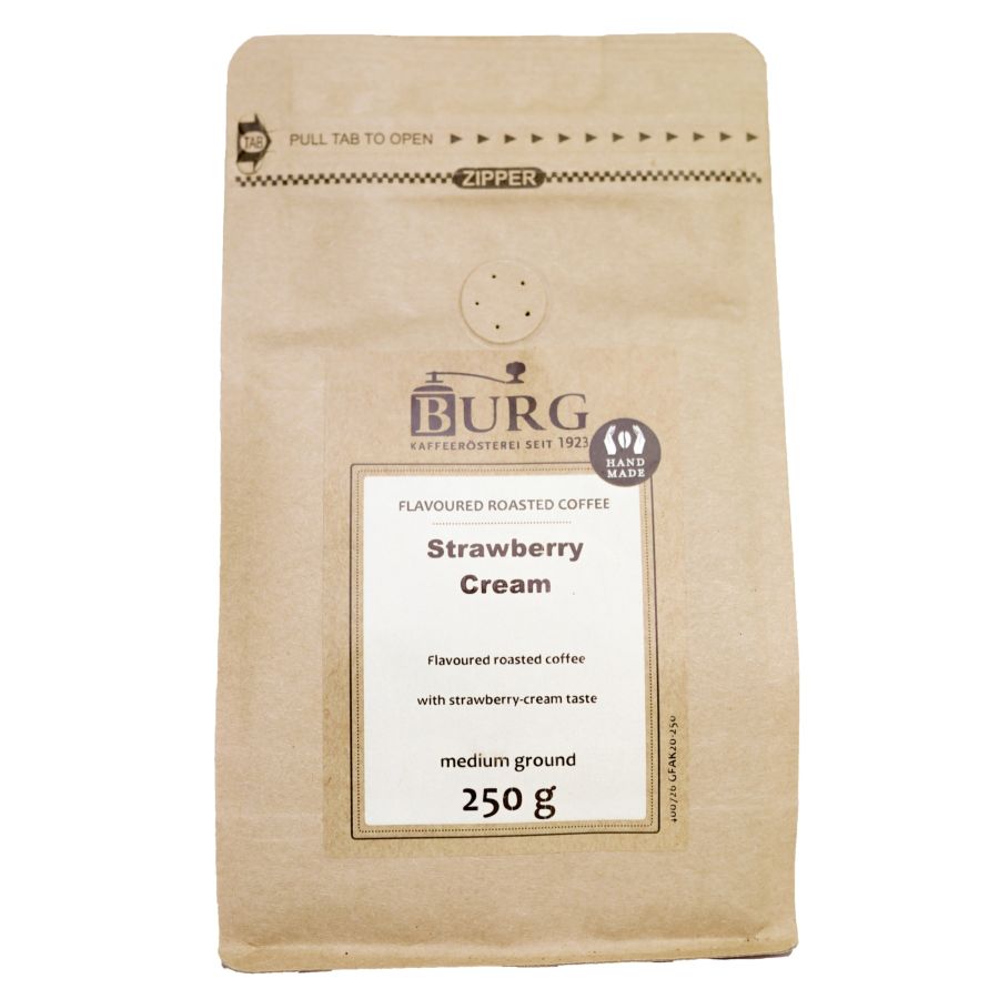 Burg Flavoured Coffee, Strawberry Cream 250 g Ground