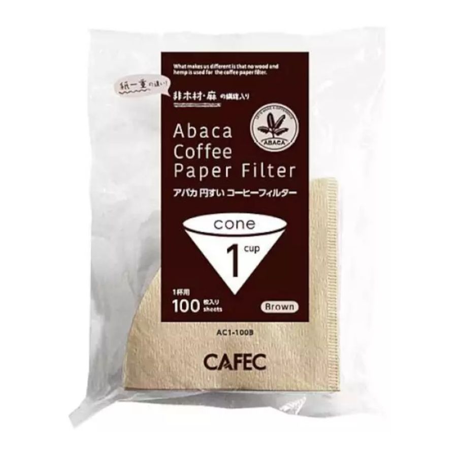 CAFEC Abaca Cone-Shaped suodatinpaperi 1 kuppi, ruskea 100 kpl