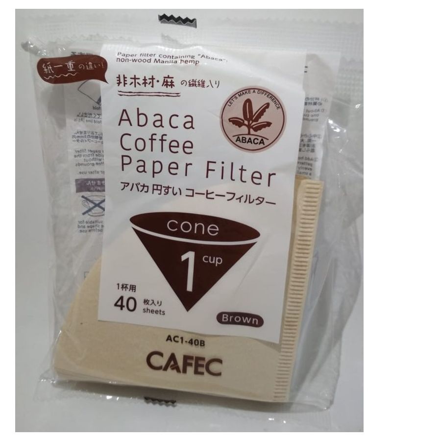 CAFEC ABACA Cone-Shaped filterpapper 1 kopp, brun 40 st