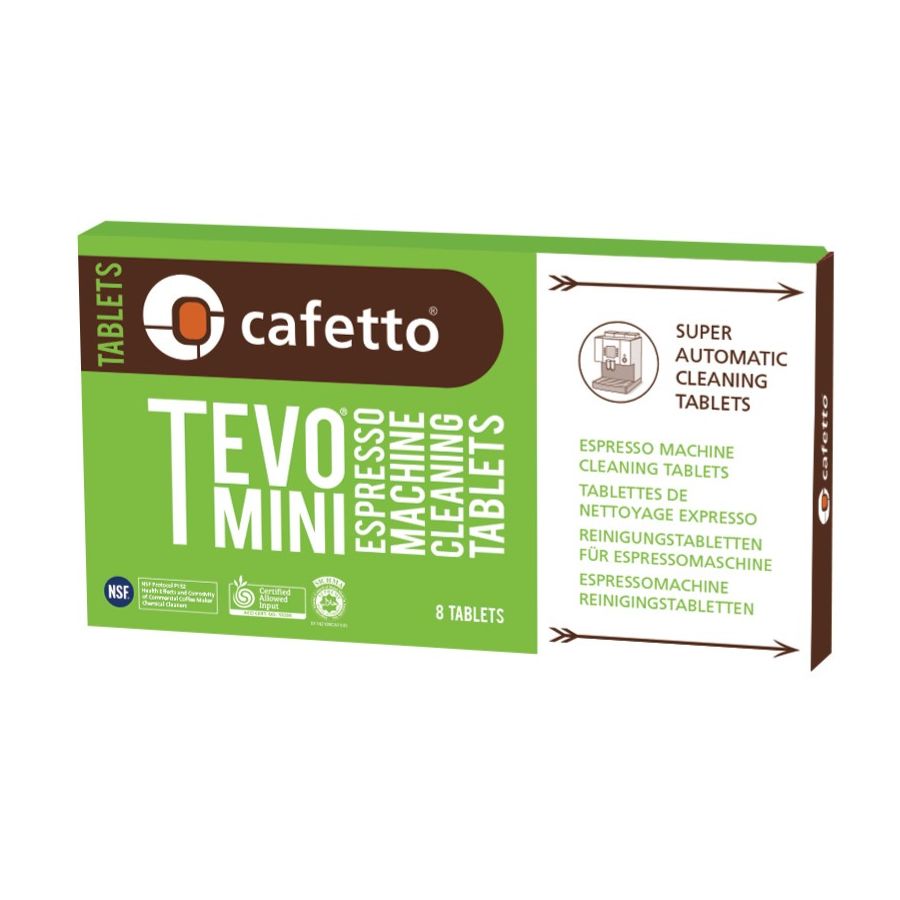 Cafetto Tevo Mini ekologiska rengöringstabletter för espressomaskin 8 st.