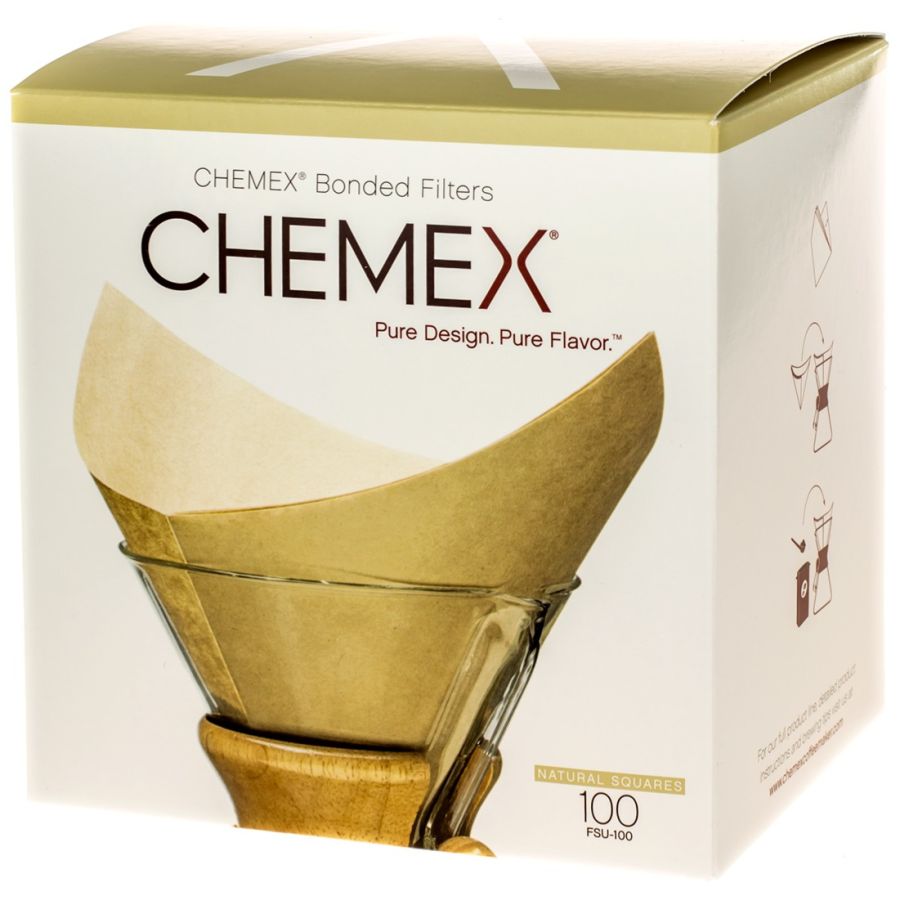 Chemex valkaisemattomat neliönmuotoiset suodatinpaperit 6, 8 ja 10 kupin kannuun 100 kpl