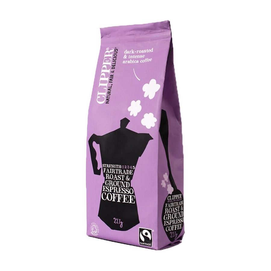 Clipper Organic & Fairtrade Ground Espresso Coffee 227 g jauhettu