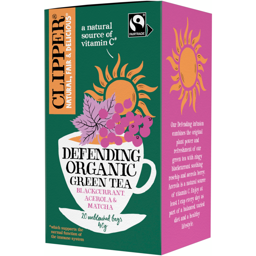 Clipper Organic Green Tea Defending Blackcurrant, Acerola & Matcha 20 tepåsar