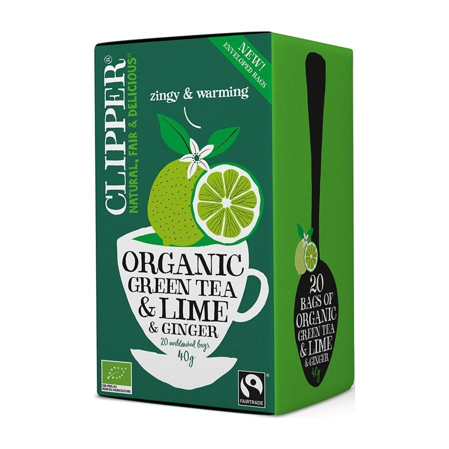Clipper Organic Green Tea & Lime & Ginger 20 teepussia