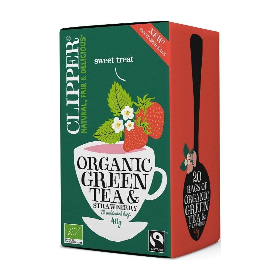 Clipper Organic Green Tea & Strawberry 20 teepussia