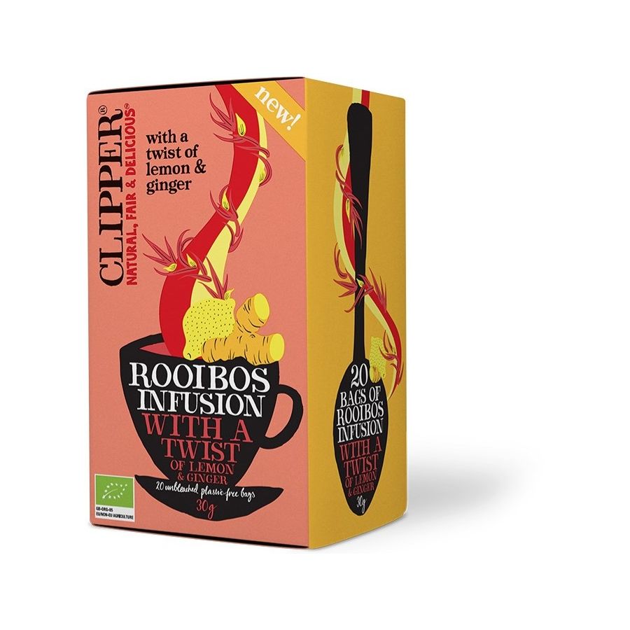Clipper Rooibos Infusion With A Twist Of Lemon & Ginger 20 teepussia