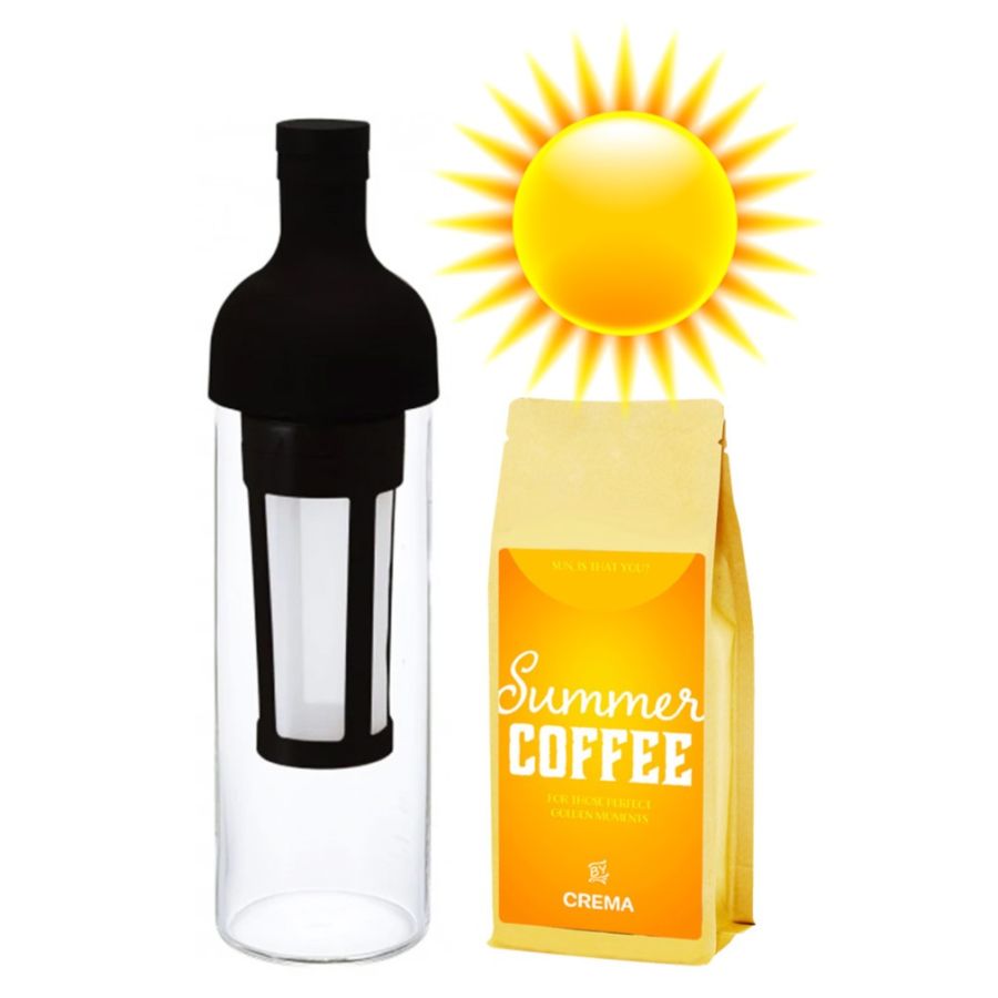 Crema Summer Coffee 250 g + Hario Filter-In Cold Brew kahvipullo 650 ml
