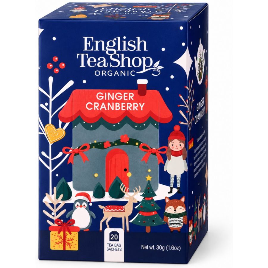 English Tea Shop Organic Black Tea Ginger Cranberry, 20 teepussia
