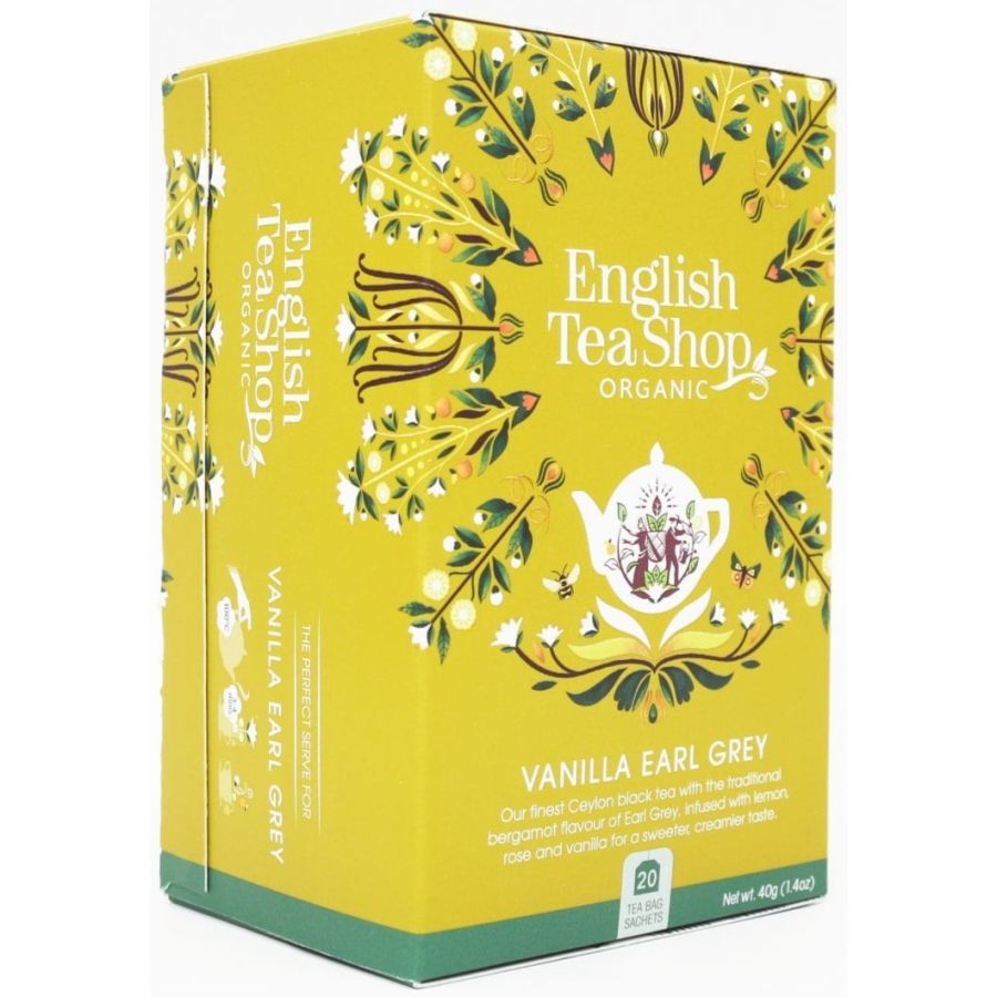 English Tea Shop Organic Black Tea Vanilla Earl Grey, 20 teepussia