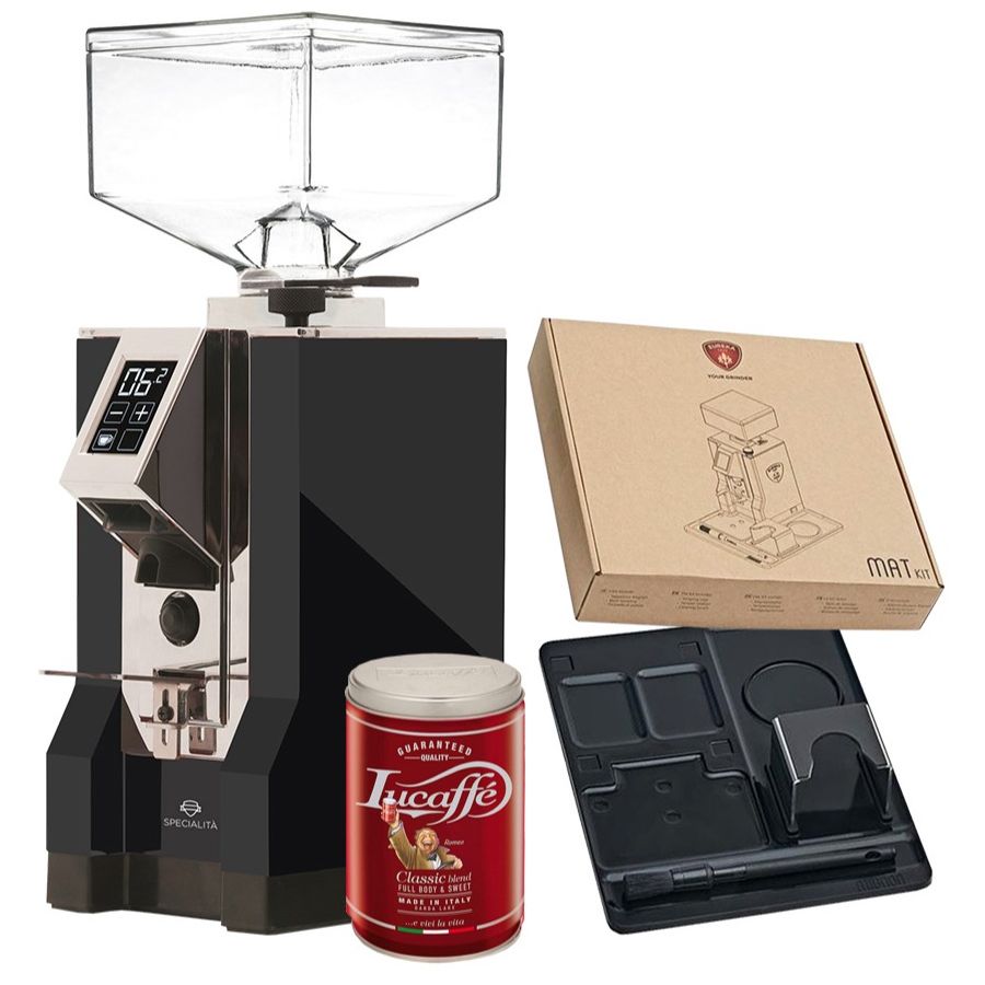 Eureka Mignon Specialità 16CR + Eureka Mat Kit & Tamper Station + Lucaffé Classic 250 g kahvipavut